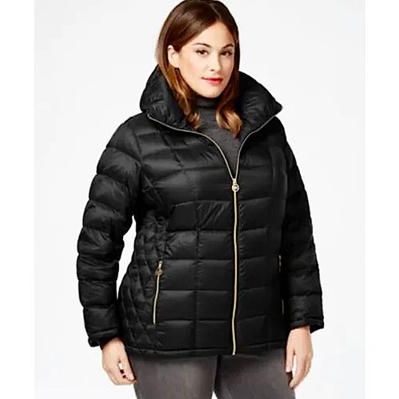 Michael Kors Down Puffer Jacket Women's Hooded Black Quilted